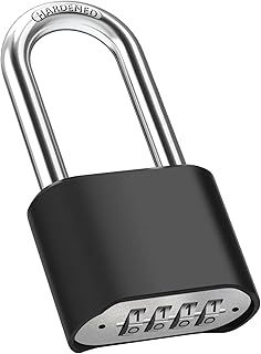 Diyife Heavy Duty Combination Padlocks Outdoor, [Weatherproof] Long Shackle 51.5mm Large 4 Digit Code Padlock with 8mm Thick 304 Stainless Steel Shackle for Garage, Fence, Gate, Shed, Gym, School
