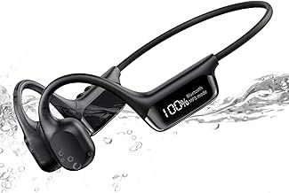 doucdoft Bone Conducting Headphones for Swimming, IPX8 Waterproof Swimming Headphones with Built-in MP3 Player 32G Memory, Open Ear Wireless Bluetooth 5.4 Headphones for Sports with LCD Display