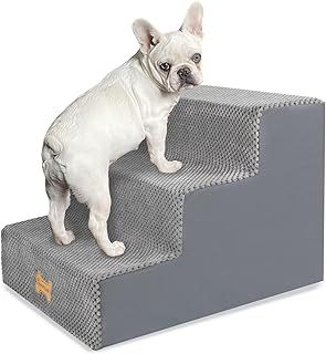 Nepfaivy Dog Steps Stairs for Bed - Non-Slip Pet Stairs for Small Dogs and Cats, 3-Steps Dog Ramp for Sofa with High Density Foam and Removable Cover, 45x40x34cm