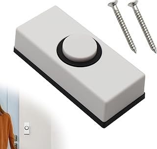 Door Bell Push Doorbell Wired Door Bell Button Switch Wall Mounted Weatherproof Plastic Button with 2Pcs Screws, Wired Doorbell Button fits Most Doorbell Chime,White, Stainless Steel and Plastic
