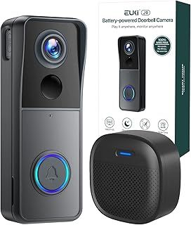 EUKI Wireless Video Doorbell Camera with Chime, 2K HD, Voice Changer/Message, PIR Motion Detection, Instant Alerts, Night Vision, 2-Way Audio, Battery Powered, 2.4G WiFi, IP65, Support SD Storage