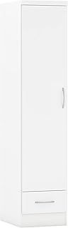 Seconique Nevada 1 Door 1 Drawer Wardrobe in White Gloss