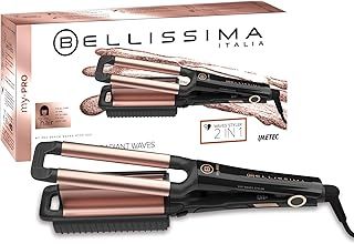 Bellissima MY PRO 2 in 1 Hair Waver Beach Waves Styler - Hair Crimper and Deep Waver Curling Iron, Ceramic Coating, Heat resistant handle, 160°C-200°C, Long-Lasting Results, Quick & Easy, Black & Gold