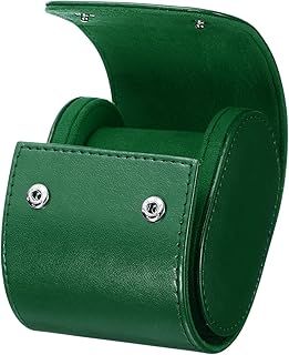 sourcing map Watch Roll Travel Case Single Slot Portable Leather Watch Cases for Men and Women, Watches Storage Organizer with Removable Pillows for Traveling, Display, Home Storage, Green