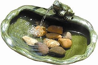 Smart Solar 22300M01 Frog Glazed Ceramic Water Feature - Green