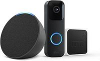 Blink Video Doorbell, Black + Sync Module 2, Works with Alexa + Echo Pop, Charcoal - Smart Home Starter Kit