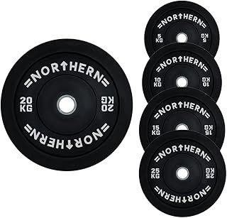 Olympic Weight Plate Disc Rubber Coated Cast Iron Bumper Weight Lifting Plates Vinyl Set for Deadlift Barbells Dumbbell Bars Strength Training Home Gym Fitness Workout 5,10,15,20KG Single & Set