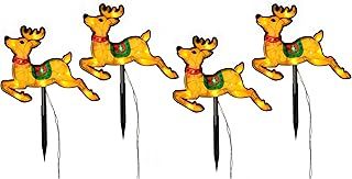 WeRChristmas Pre-Lit LED Reindeer Silhouette Pathway Lights - Multi-Colour, Set of 4