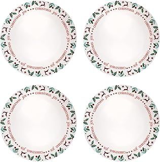 Harvey & Mason Set Of 4 Dinner Plates Joy Range Porcelain Festive Christmas Dinner Setting Decor Party