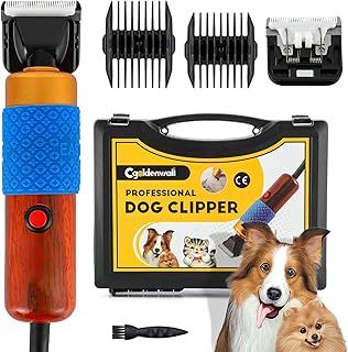 CGOLDENWALL Dog Clippers 200W with 3m Power Cord & 2 Blades - Low Noise and Vibration - Professional Pet Grooming Clippers Ideal for Dogs/Cats/Rabbits/Sheep and Other Animals
