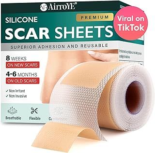 Silicone Scar Sheets, Silicone Scar Tape (1.6"x 120" Roll-3M), Reusable and Effective Scar Removal Sheets, Silicone Scar Removal Sheets for Surgical Scars, Healing Keloid, C-Section, Tummy Tuck