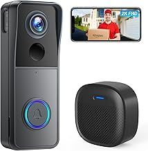 XTU Wireless Video Doorbell Camera with Chime, 2K HD Smart Video Door bell with Camera Battery Operated PIR Motion Detection Night Vision 2-Way Audio Support SD Card & Cloud Storage