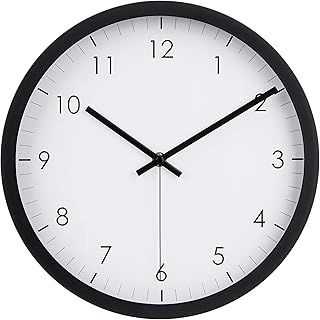 Amazon Basics Classic 30 cm Easy Read Silent Battery-Operated Round Wall Clock, Black