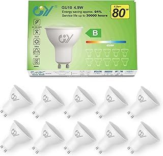 GU10 LED Bulb 4.9W 790lm Cool White 6500K Energy Saving LED Bulb, The New UK Energy Efficiency Class B Replaces 80W Halogen, 110°Beam Angle Non-Dimmable, 10 Pack