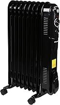 EMOFR9BLK 2000W/2KW 9 Fin Portable Electric Oil Filled Heater Radiator with Adjustable Thermostat and 3 Heat Settings for 20 sqm Room - Black