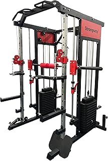 Strongway® Multi Gym Smith Machine with Weights 144KG Weight Stack Included - Multifunction Home Gym Dual Cable Pulley Dip Station Pull Up Bar Strength Training