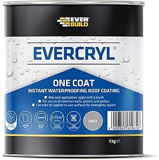 Everbuild Evercryl One Coat Instant Waterproofing – Suitable for Roofs, Gutters and Gulleys – Grey – 1kg