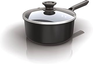 Ninja ZEROSTICK Classic Cookware 18cm Saucepan, Non-Stick, Long Lasting Aluminium Saucepan, Induction Compatible, Oven Safe to 180°C, Glass Lid, Black, CW50218UK