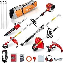 52cc Long Reach Multi Functional Garden Tool: Strimmer, Brush Cutter, Extendable Hedge Trimmer, Pruner Chainsaw, Grass Trimmer, 3x 75cm Extension Poles, Toolbag