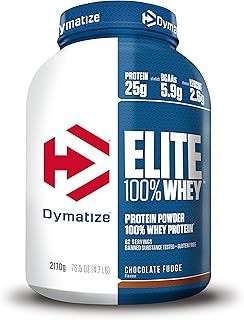 Dymatize Elite 100% Whey Chocolate Fudge 2170g - High Protein Low Sugar Powder + Whey Protein and BCAAs