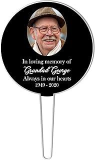 In Loving Memory" Customisable Black Acrylic Grave Sign with Photo - Personalised Memorial Tribute for Grandad, Dad, Mum, or Nanny (Black)