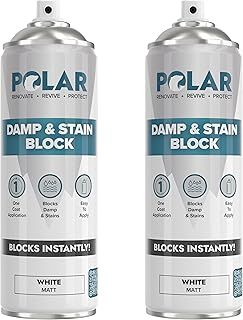 Polar Damp & Stain Block Spray | Matt White - 2 x 500ml | One Coat Anti Mould Spray | Damp Proof Paint for Internal Walls, Wood, Stone & Brick | Stain Blocker Paint for Ceiling