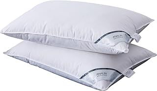 2 Pack Goose Feather Down Pillows, 100% Cotton Shell, Non-allergenic & Anti dust mite, Soft Hotel Quality Pillows (15% Goose Down)