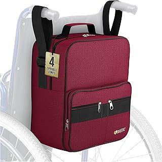iMedic Deluxe Wheelchair Bag - Wheelchair Backpack – Wheelchair Bags for Back of Chair - Electric Wheelchair Accessories - Wheelchair Storage - Wheelchair & Mobility Scooter Bags & Baskets - Wine