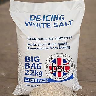 Rock Salt 22KG BIG Bag De-Icing Rock Salt Grit for Ice, Snow, Gardening Weeds, Melting Icy Paths, Deicer Roads & Clearing Driveways Gritting Large (White)