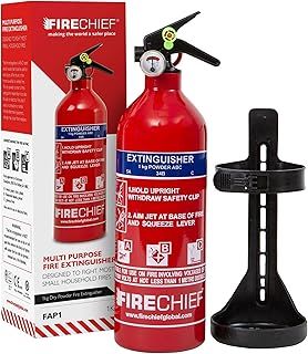 Multi Purpose Powder Fire Extinguisher – Ready to Use in Seconds – 1kg ABC Fire Extinguisher for Home & Kitchen Use – 5 Year Guarantee – Firechief Travel Extinguisher for Cars, Campervans & Caravans