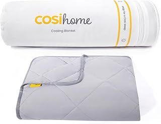 Cosi Home Luxury Cooling Blanket Q-Max>0.4 Cooling Nylon Fibres - Lightweight, Reversible Microfiber Throw for Sofas & Beds - Summer, Cold Blanket for Night Sweats & Sleeping - Quilted Grey