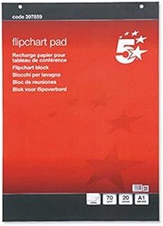 5 Star 5 x Quality A1 FLIPCHART PLAIN Paper Pad 40 Sheets