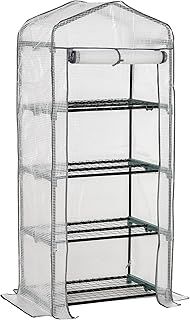 Outsunny 4 Tiers Mini Portable Greenhouse Compact Plant Grow Shed Metal Frame PE Cover 160H x 70L x 50Wcm