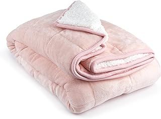 Emma Barclay Weighted Sherpa Blanket in Blush Pink - 50x60 (127x152cm)