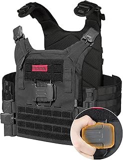 Vest for Men and Women, MOLLE Airsoft Vest, Military Plate Carrier, 500D Nylon Quick Release Vest, Fully Adjustable with 3D Breathable Design for Paintball, CS and Outdoor Adventures