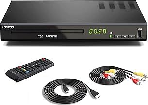 LP-100 HD Blu-ray Player for TV - 1080P Blue ray and DVD Player Support HDMI/AV/Coaxial Output, USB input, Region 1~6 Standard DVDs and Region B/2 Blu-Ray