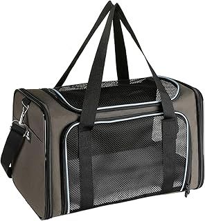 X-ZONE PET Airline Approved Pet Carriers,Soft Sided Collapsible Pet Travel Carrier for Medium Cats and Puppy (Medium, brown&blue)