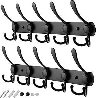 GlazieVault Coat Hooks for Wall - Zinc Metal Alloy Coat Racks (2 Pack) - Heavy Duty Coat Hooks Wall Mounted - Premium Design Rust Free Coat Hanger Wall Hooks for Robe and Clothes