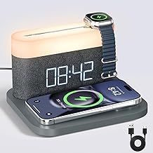 alarm clock with Multi-Function Mobile Phone Watch Wireless Charging 15W Max Touch Bedside Lamp,3 Colors nightlight, Sleep Timer for Bedroom,Bedside,Desk