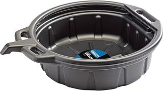 Draper 16L Oil / Fluid Drain Pan | 450mm Diameter | UV Stabiliser Drip Tray | Anti-Splash Lip | 23258, Black