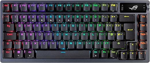 ASUS ROG Azoth 75% Wireless DIY Custom Gaming Keyboard, OLED display, Gasket-Mount, Three-Layer Dampening, Hot-Swappable ROG NX Red Switches & Keyboard Stabilizers, PBT Keycaps, RGB-Black, UK Layout