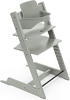 Stokke Tripp Trapp High Chair, Glacier Green - Includes Chair + Baby Set2 for Children 6-36 Months - Adjustable, Ergonomic & Easy to Clean