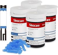 sinocare (Safe AQ) Blood Glucose Test Strips x100 & Lancing Devices x 100, Diabetes Test Strips No Need Code, for UK Diabetics Home Self-Testing