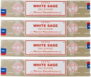 Satya White Sage Incense Sticks 15 Grams x 4 Packs | For Meditation, Yoga, Healing, Aromatherapy, Relxation, Spirituality |
