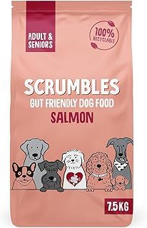 Scrumbles Natural Dry Dog Food, Grain Free Recipe with Fresh Salmon, for Adults and Senior Breeds, 7.5 kg Bag
