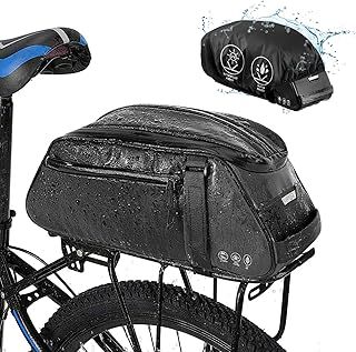 Bike Rear Rack Bag, 8L Waterproof Reflective Bicycle Trunk Bag, Cycling Rear Seat Carrier Backseat Storage Luggage, Shoulder Strap for MTB Bicycle E-Bike