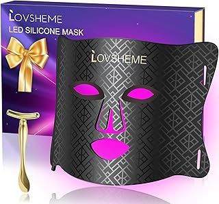 Lovsheme LED Face Mask - FDA Approved Enhance Red Light Therapy Mask for Acne, Wrinkles, and Skin Rejuvenation - Professional Grade Home Skincare - 3 Light Modes & Timing Settings, Eye Protection