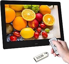 Zedify 7" HD IPS Digital Photo Frame - 1080P Video, Auto Power On/Off, Image Preview, MP3, Calendar Clock, USB with Remote Control + 32GB USB Driver (Black)