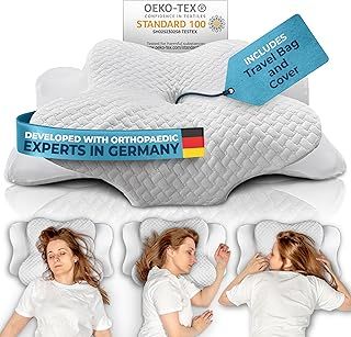 Orthopedic Neck Pillow [FOR ALL SLEEP TYPES] - Side Sleeper - upport Cervical Pillow for Neck Shoulder Pain - Memory Foam Anti Snoring - For Side, Back & Front Sleeper