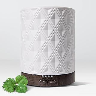 Earnest Living Essential Oil Diffuser for Home White Ceramic Diffuser 250ml Timers Night Lights Auto Off Function Essential Oils for Diffusers for Home Electric Humidifier Aroma Diffuser Office Gift